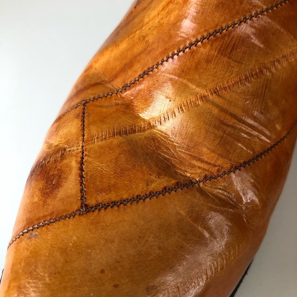 Vintage Sergey Cabrini Exotic EEL Cognac Brown Leather Western Cowboy Boots - Picture 15 of 15